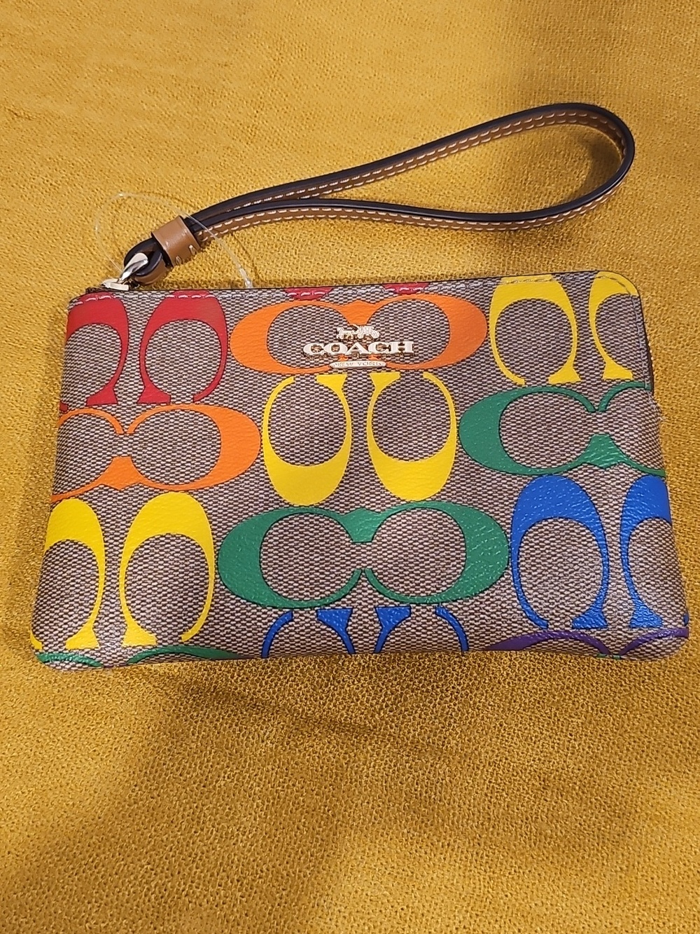 Coach Corner Zip Wristlet Rainbow Signature Canvas Limited Edition Pride NWOT